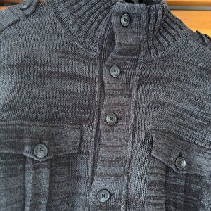 NWOT - Men's Calvin Klein, size Large`gray-.black button-down sweater